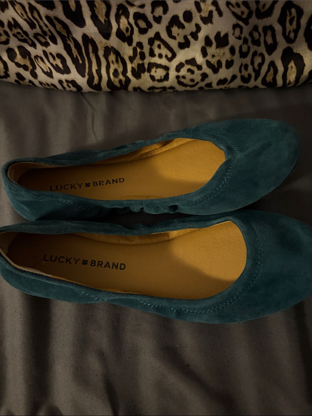 Lucky Brand Teal Suede Ballet Flats